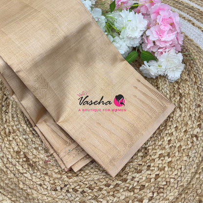 Semi Tussar Silk Saree | Cream Shade |VVSTS050