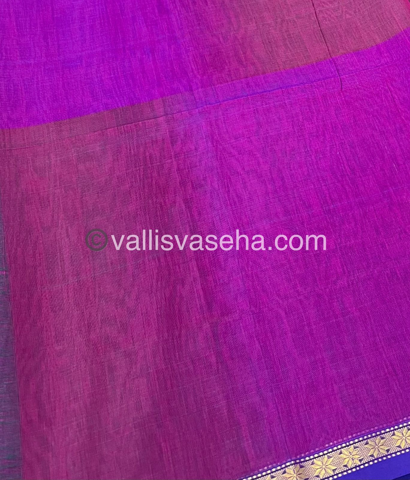 Pure Maheshwari Silk Cotton Saree - Triple tone Purplish Merunish Pink Color - VVMSC001