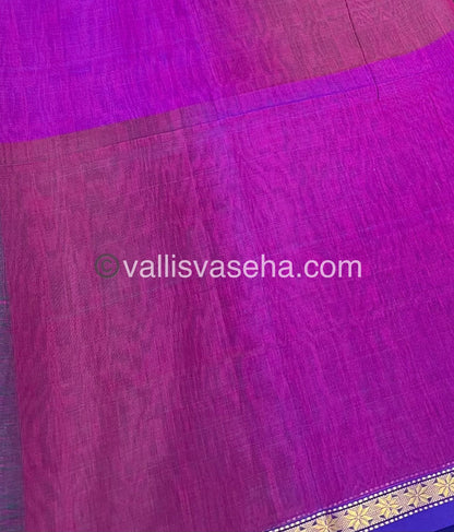 Pure Maheshwari Silk Cotton Saree - Triple tone Purplish Merunish Pink Color - VVMSC001