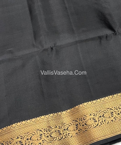 Pure Soft Silk Saree - Kanchi Border - Violetish Purple & Black Combo - VVPSS046