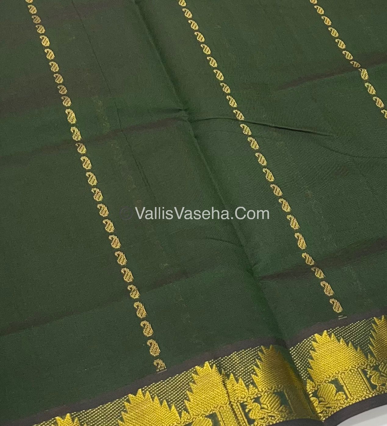 Semi Silk Cotton Saree - Green With Purple Shade - VVSSC005
