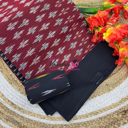 Ikkat Mercerised Cotton Saree - Single Ikkat - VVIKS001