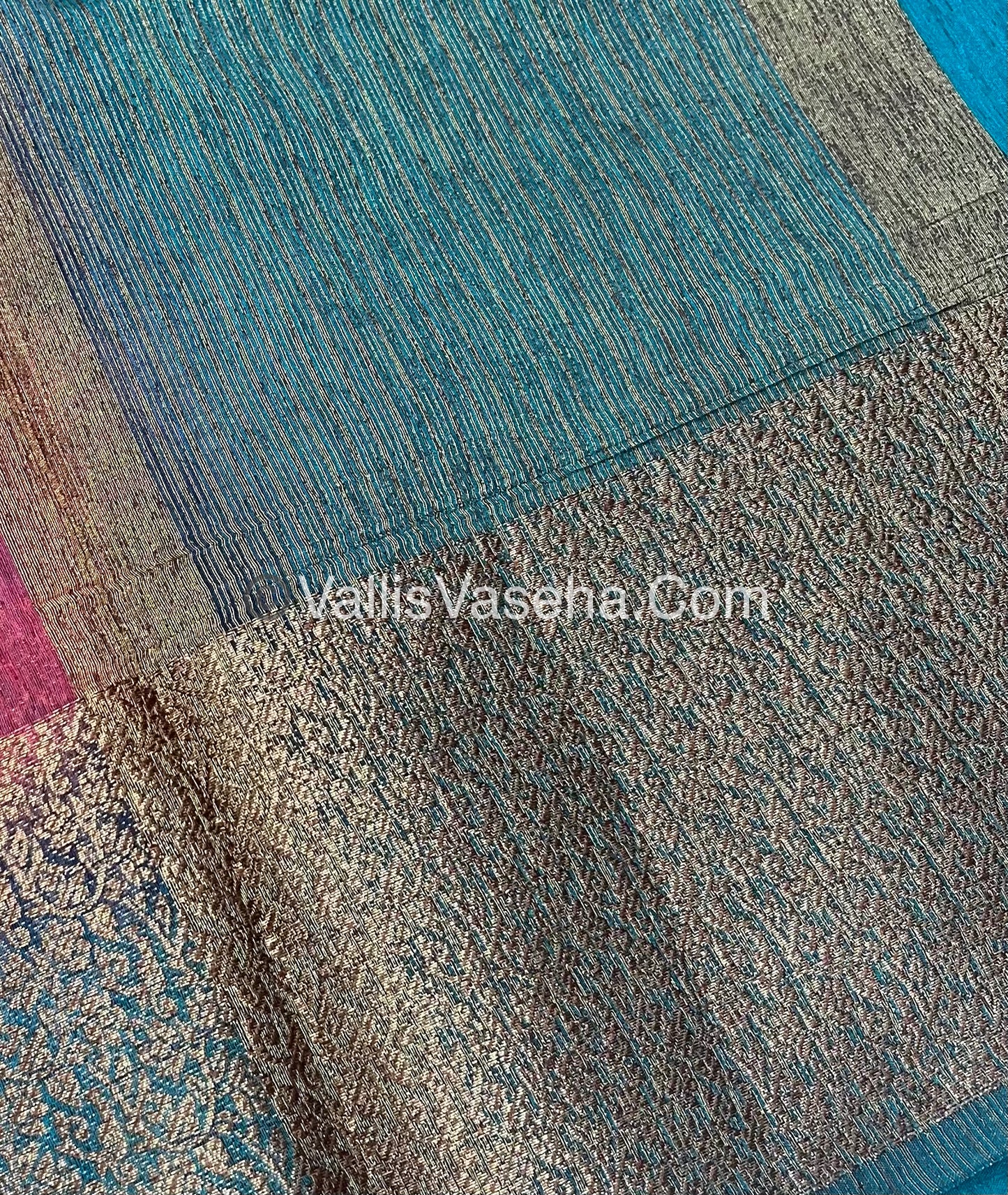 Bamboo Silk Saree - Pink with  Blue Shade - VVBSS010