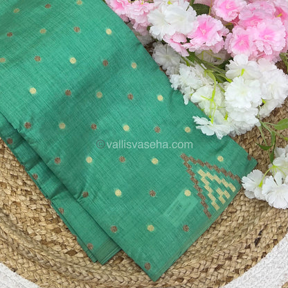 Cherry Tussar - Semi Tussar Silk -  Pastel Green - VVSTS009