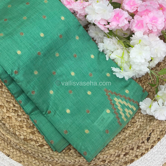 Cherry Tussar - Semi Tussar Silk -  Pastel Green - VVSTS009