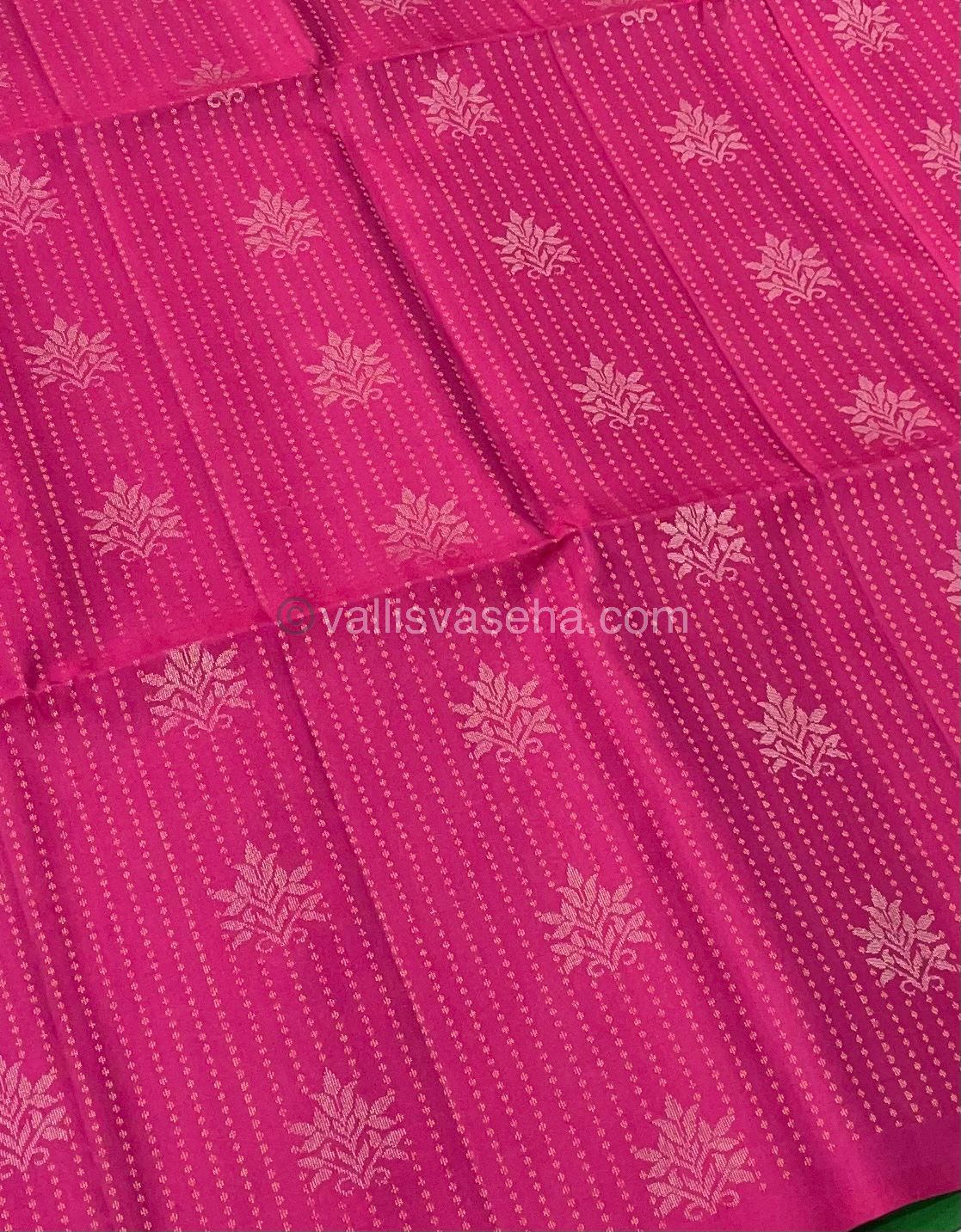 Pure Soft Silk Saree - Vaira Voosi design - Dark Pink With Green Combo - VVPSS016