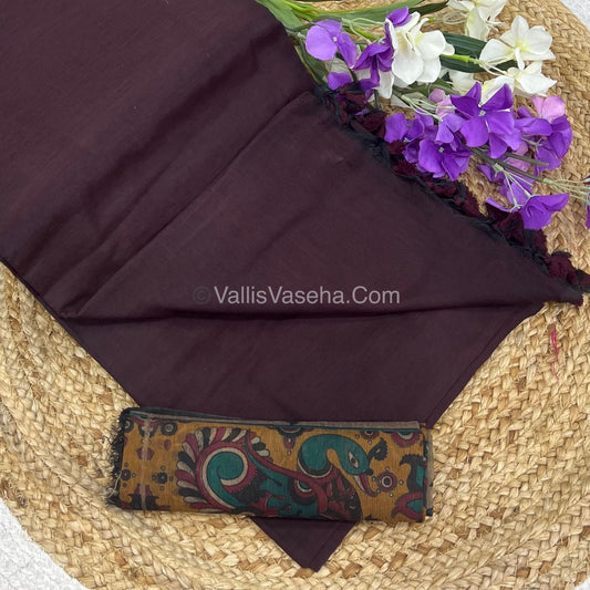 Khadi Cotton Sarees with Kalamkari Blouse - VVKCK001