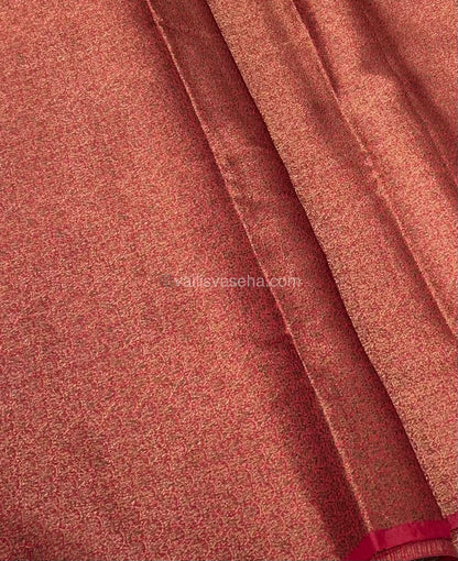 Bamboo Silk Saree - Dark Beige with Red Shade - VVBSS001