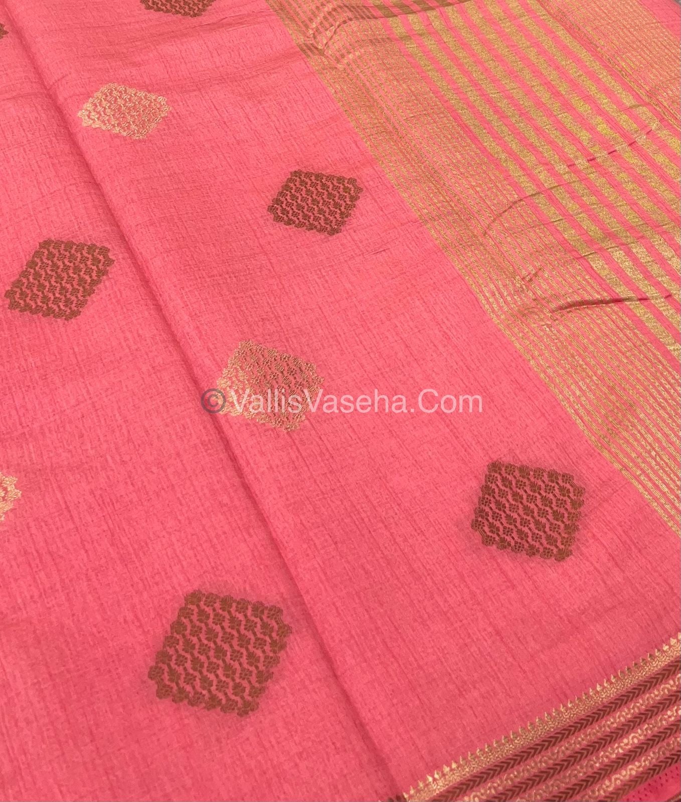 Semi Tussar Silk Saree -  Light  Peach shade - VVSTS016