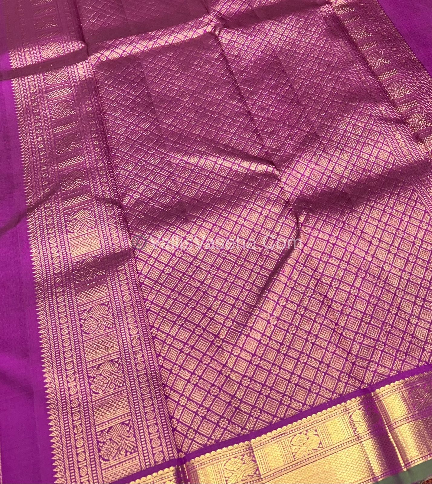 Pure Kanchipuram Silk Saree - Triple Tone Shade(Peachish Gold) Combo - VVPS011