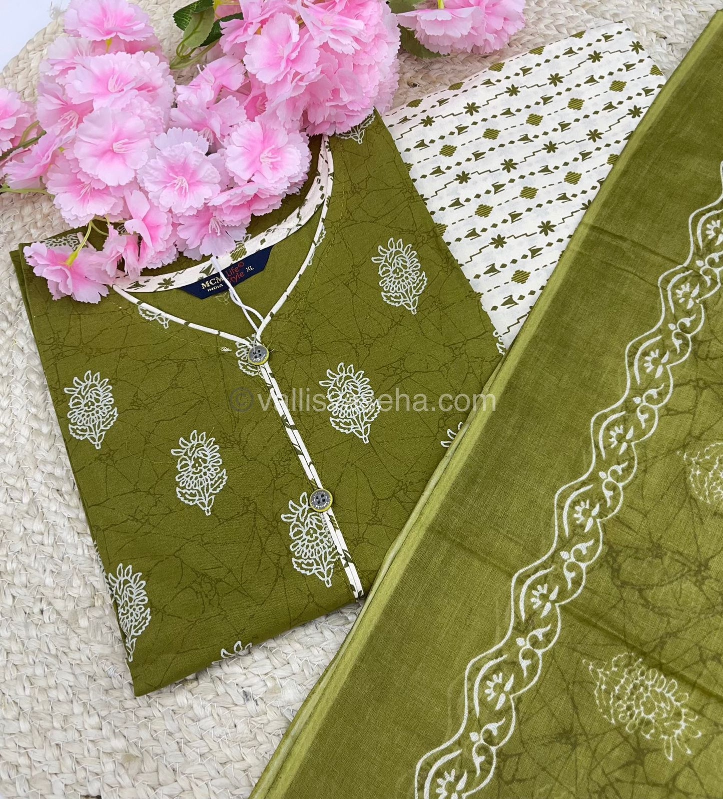 Ready Made - Semi Patiyala 3(pc) Set - Printed Cotton - VVRSP001