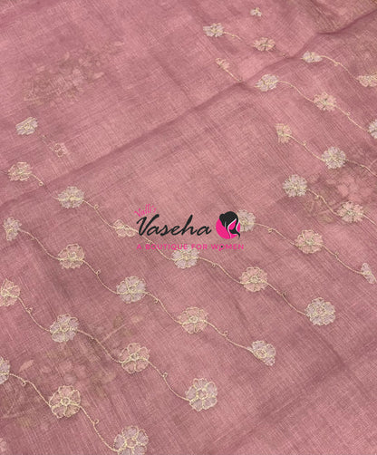 Linen Tissue Saree - Onion Pink Shade - VVLTS002