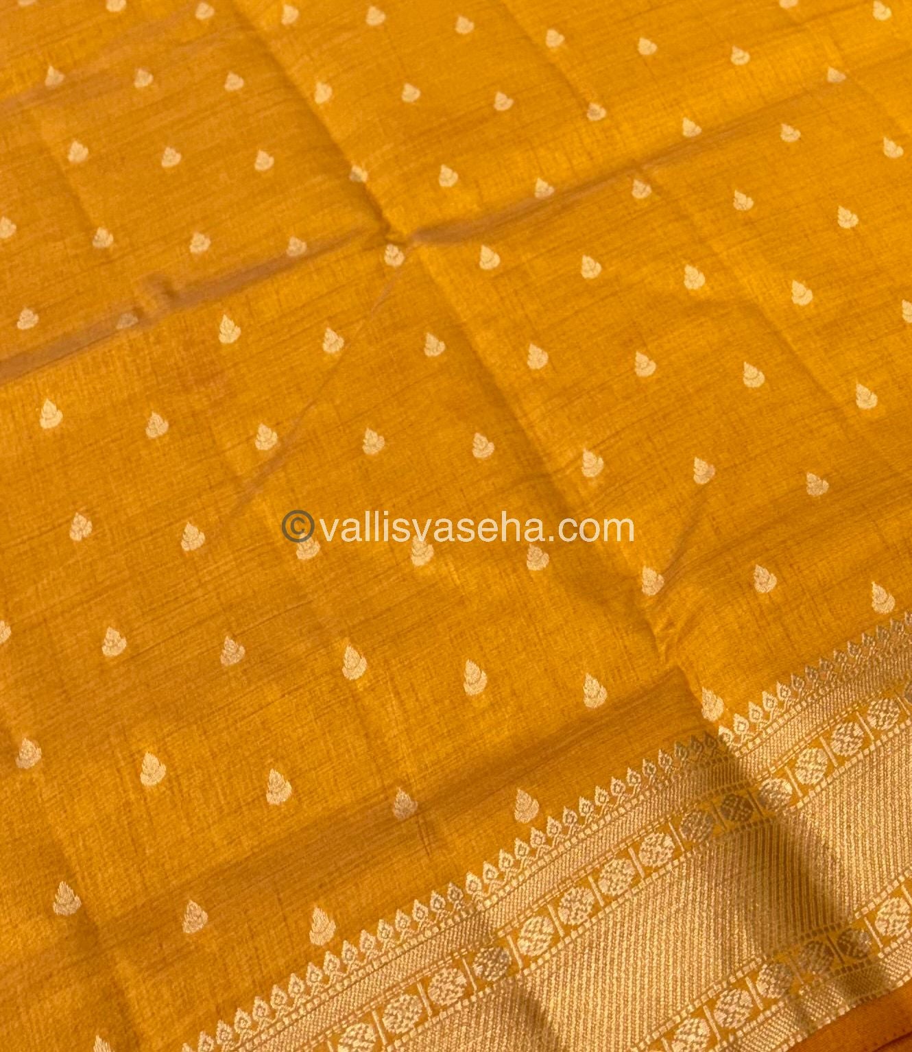 Semi Tussar Silk - Grand Pallu Mango Yellow Shade - VVSTS023