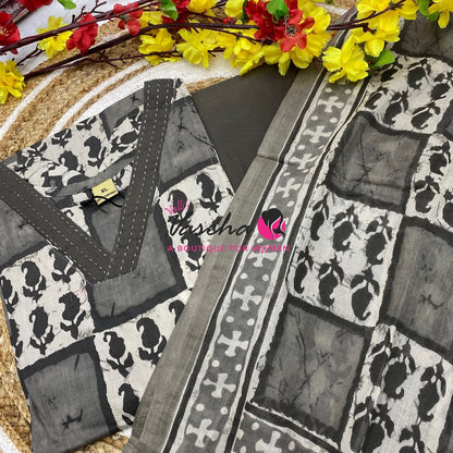 Ready Made | Anarkali Set  |Salwar, Kameez & Duppatta(3pc)|Cotton |VVRMS041