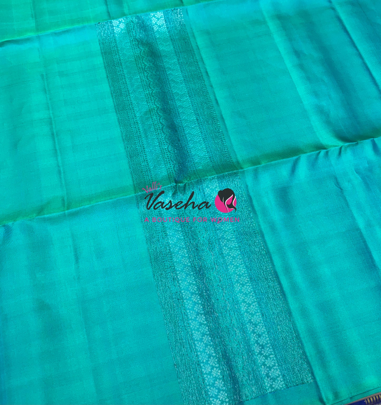 Pure Soft Silk Saree - Border Less - Turquoise Blue Shade - VVPSS081