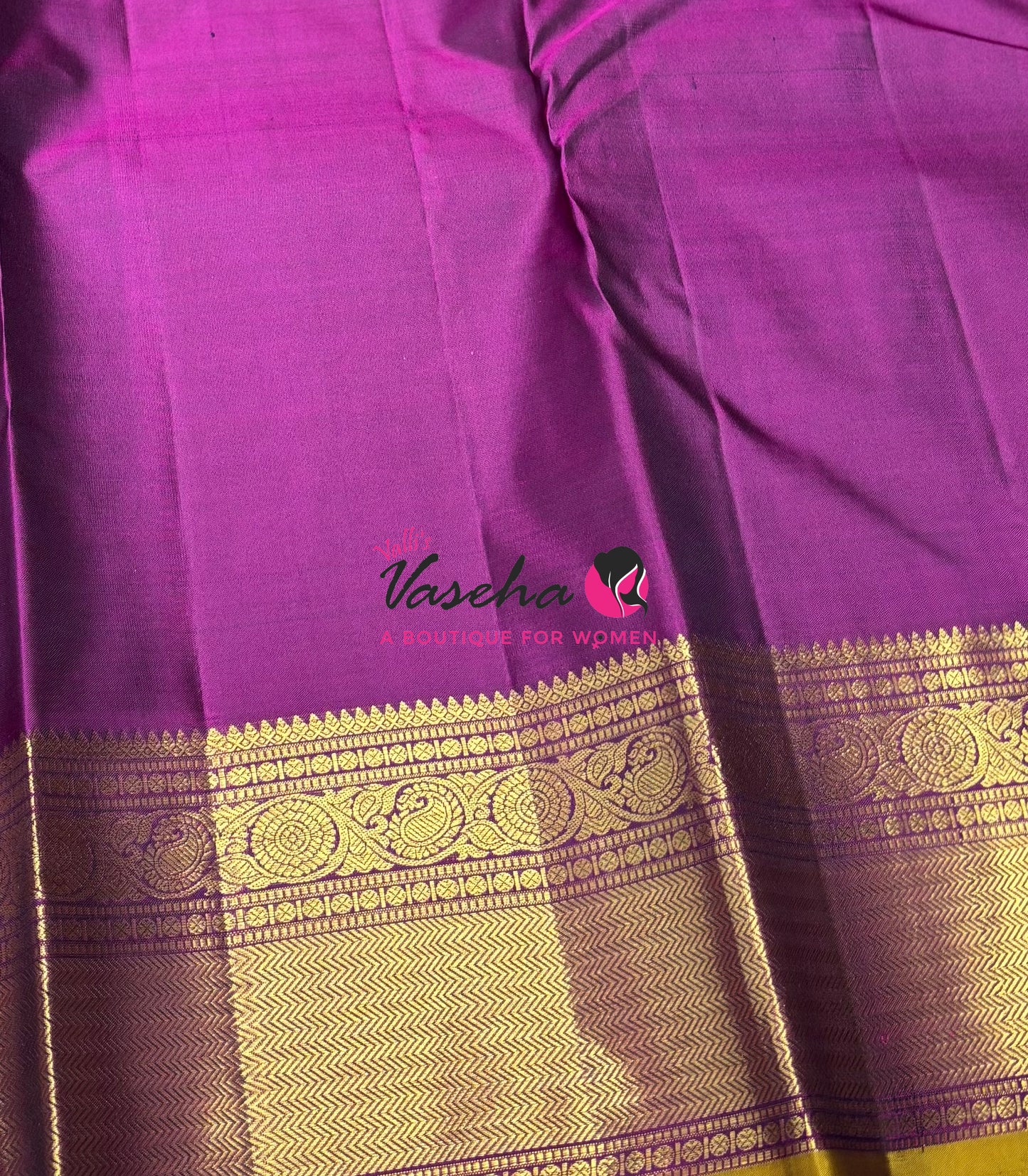 Pure Kanchipuram Silk Saree - Green & Purple Shade  - VVPS070