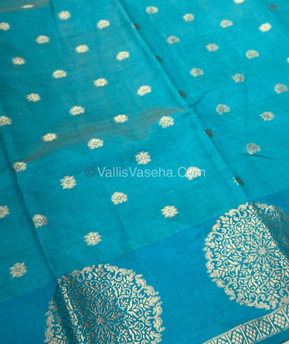 Semi Tussar Silk Saree - Sky Blue shade - VVSTS035