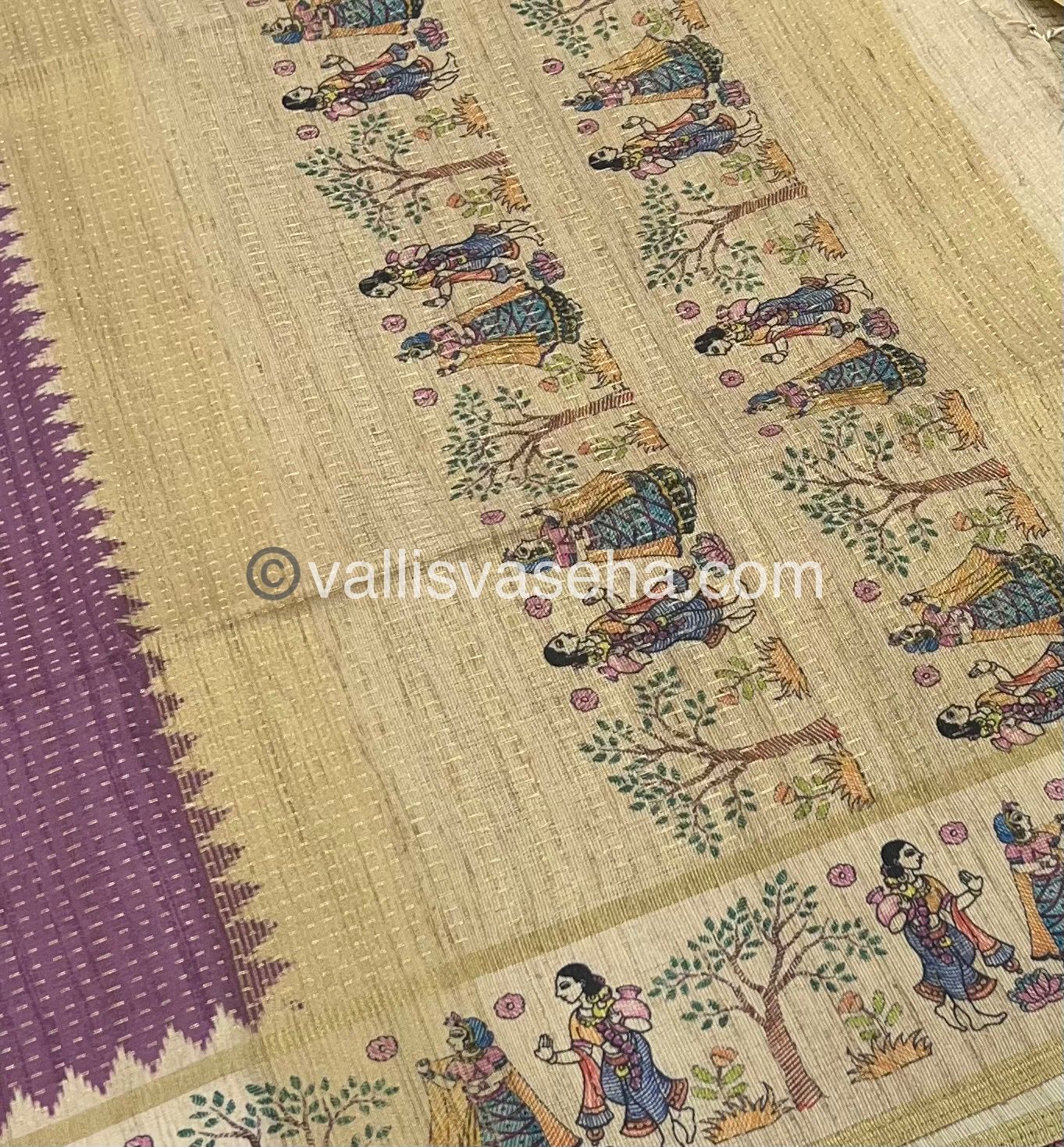 Semi Tussar Silk - Vairavoosi Design - Onion Pink & Cream Shade - VVSTS030