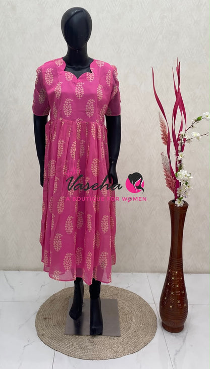 Ready Made - Georgette - Maxi - Pink Colour - VVRMG001