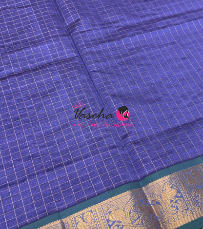 Semi Silk Cotton Saree - Checks Pattern - VVSSC019