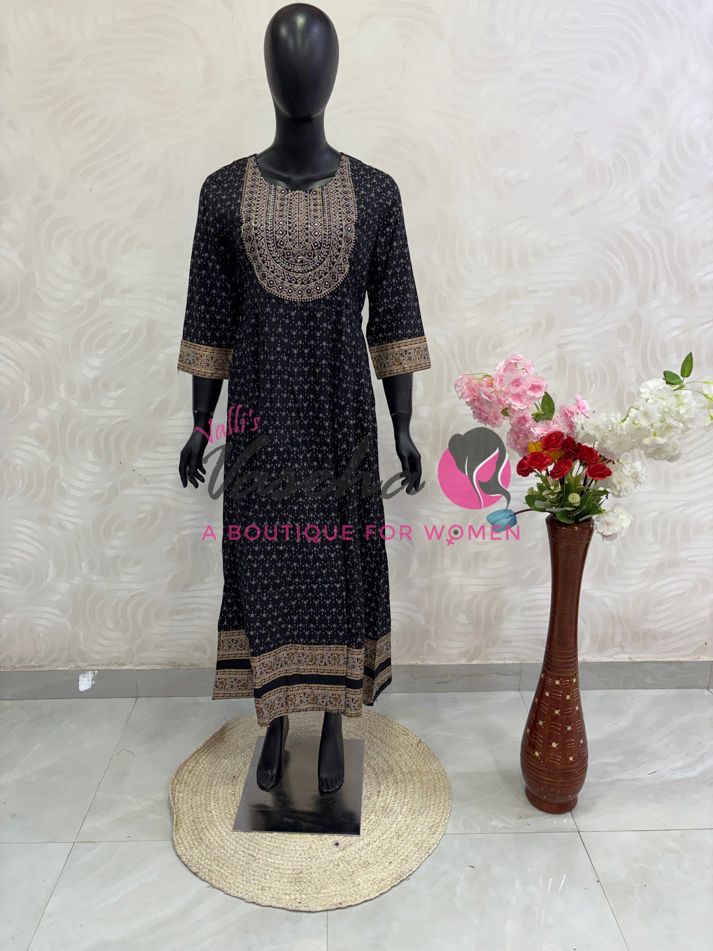 Ready Made - Anarkali - Long Gown - Black Shade - VVRLG002