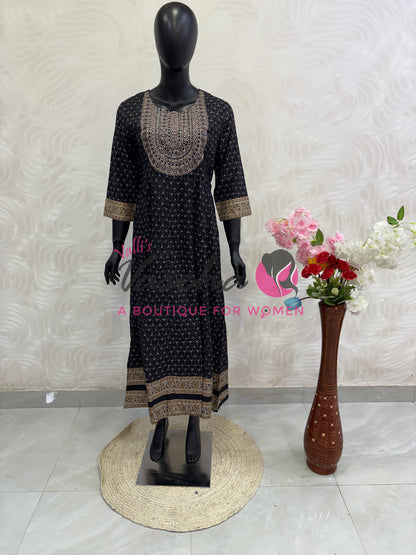 Ready Made - Anarkali - Long Gown - Black Shade - VVRLG002