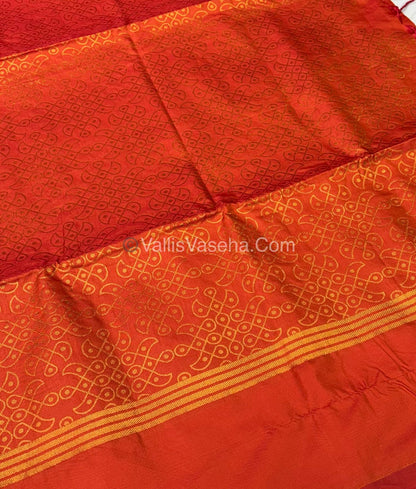 Semi Soft Silk - Kolam Design - Orange Shade -VVSSS029