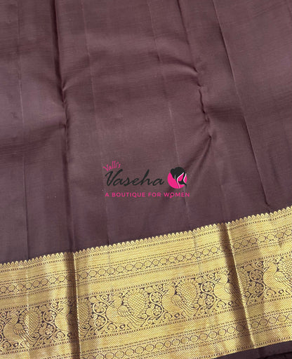 Pure Kanchipuram Silk Saree - Maroon With Brown - VVPS094
