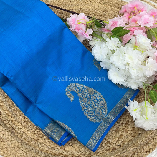 Semi Tussar Silk - Small Mango - Light Blue Shade - VVSTS002