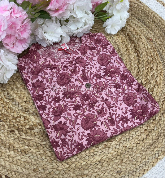 Slub Cotton -  Printed Kurti -  A - Line Cut - VVALK002