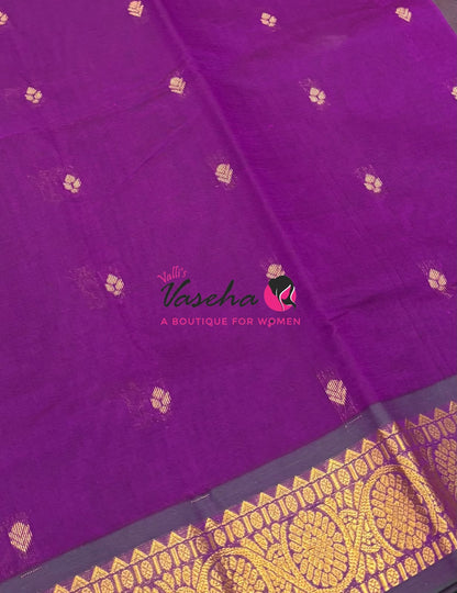 Semi Silk Cotton Saree | Double Leaf Butta Design |VVSSC016