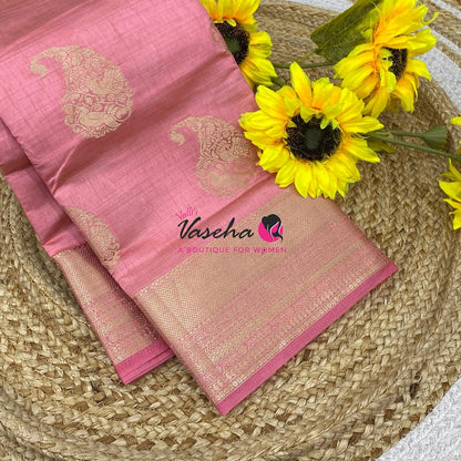 Semi Tussar Silk Saree | Light Peach Shade |VVSTS055