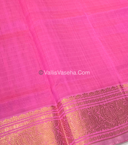 Pure Silk Cotton Saree - Light Peach With Pink Shade - Lakshadeepam Design - VVPLD001