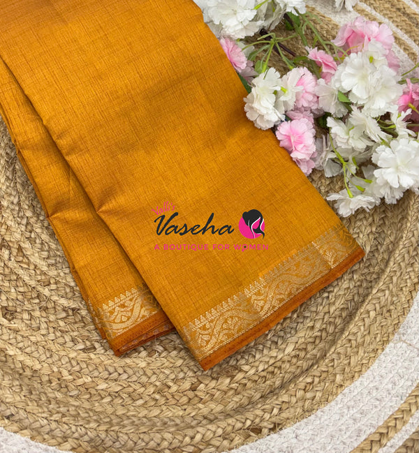 Semi Tussar Silk - Mustard Yellow Shade - VVSTS070