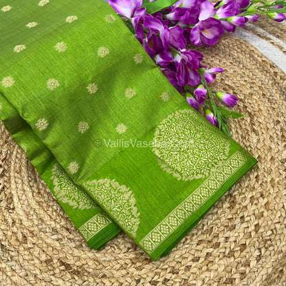 Semi Tussar Silk Saree - Green shade - VVSTS035