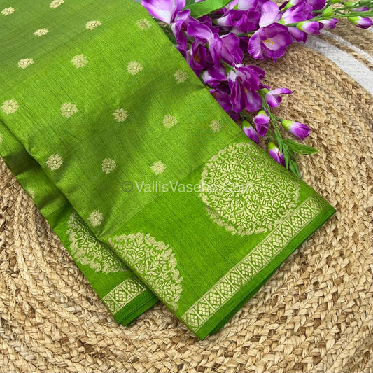 Semi Tussar Silk Saree - Green shade - VVSTS035