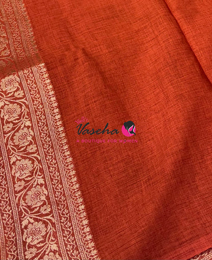 Banarasi - Heritage Silk - Semi Kathan Silk - Rust Orange Shade - VVBHS011