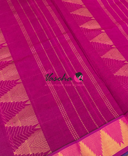 Semi Silk Cotton Saree - Checked Pattern with Butta  - VVSSC013
