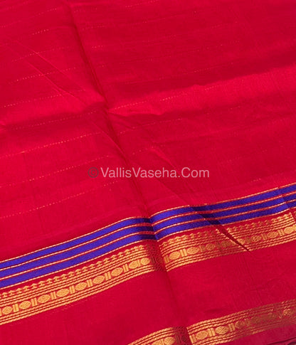 Pure Silk Cotton Saree - Retta Petta Border - Red Shade - VVPSC001