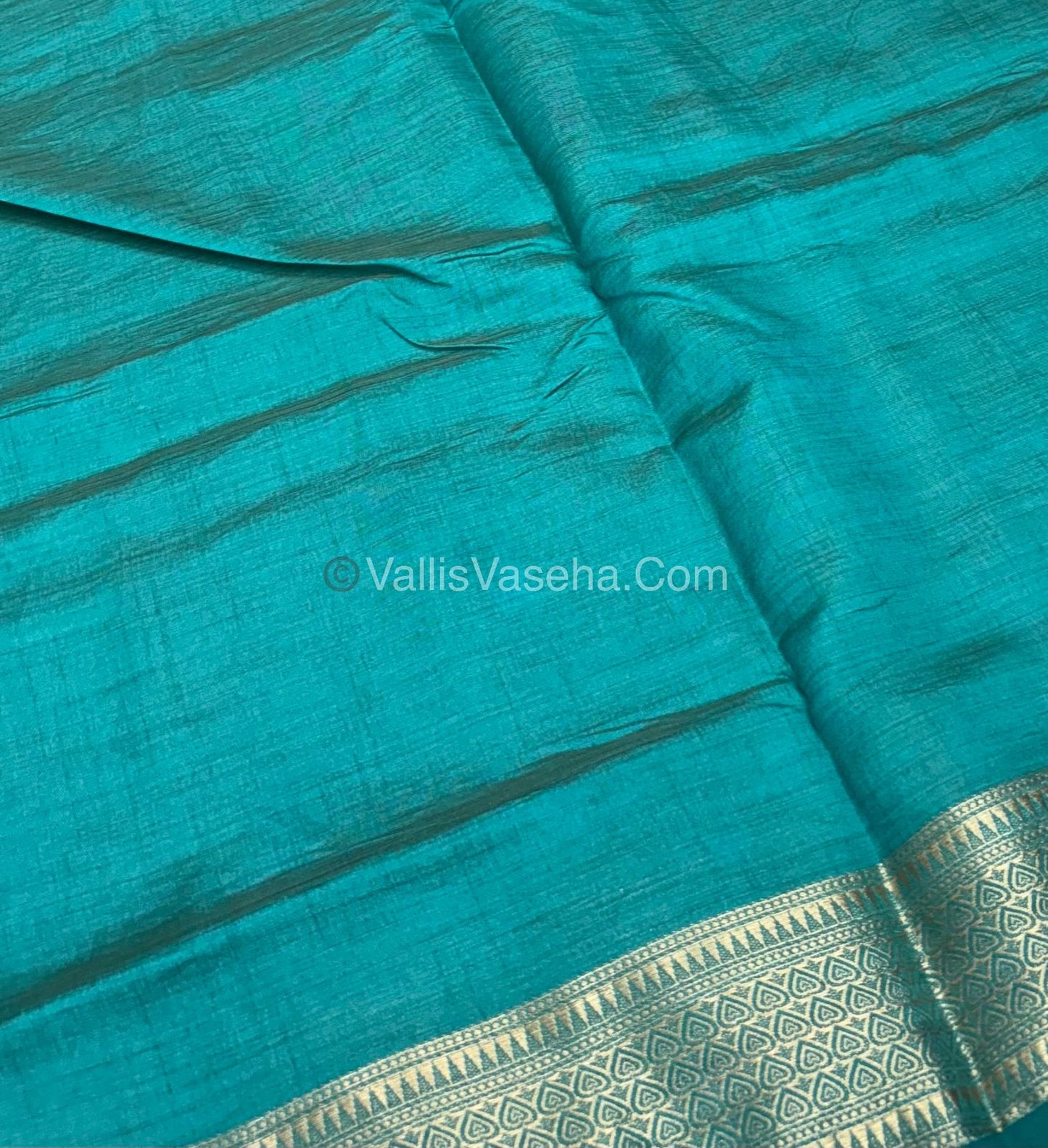 Semi Tussar Silk - Grand Pallu  - Ramar Blue Shade - VVSTS020
