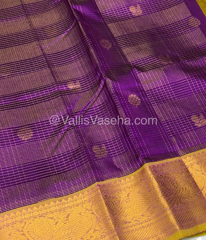 Pure Silk Cotton Saree - Vairavoosi checks - Mayil & Chakkaram - VVMCV002