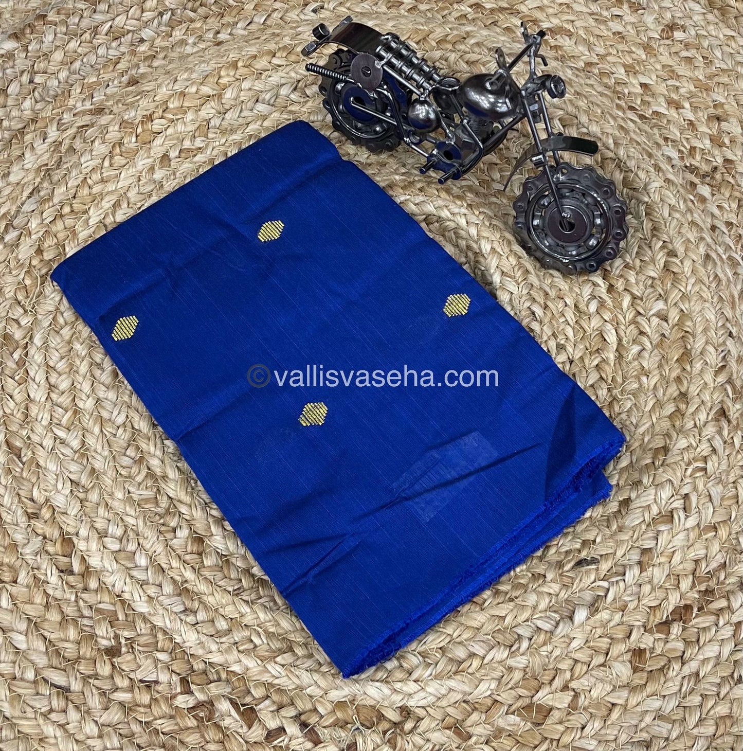 Blouse Bit - Raw Silk Material - Royal Blue Shade - Butta Design - 1mtr - VVRSB001
