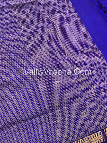 Pure Silk Cotton Saree -  Mayil & Elephant Design - Royal Blue shade  - VVMES001