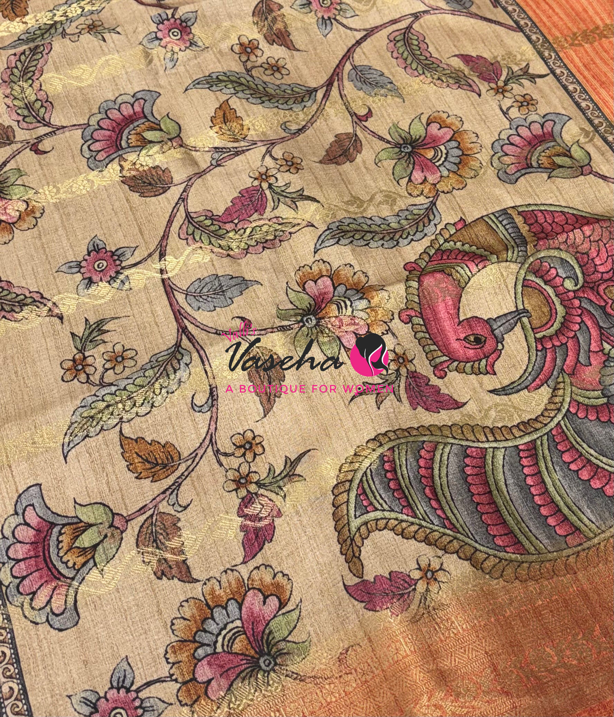Semi Art Silk Saree - Pink & Orange Shade - VVSAT003
