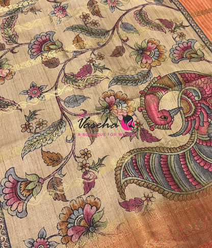 Semi Art Silk Saree - Pink & Orange Shade - VVSAT003