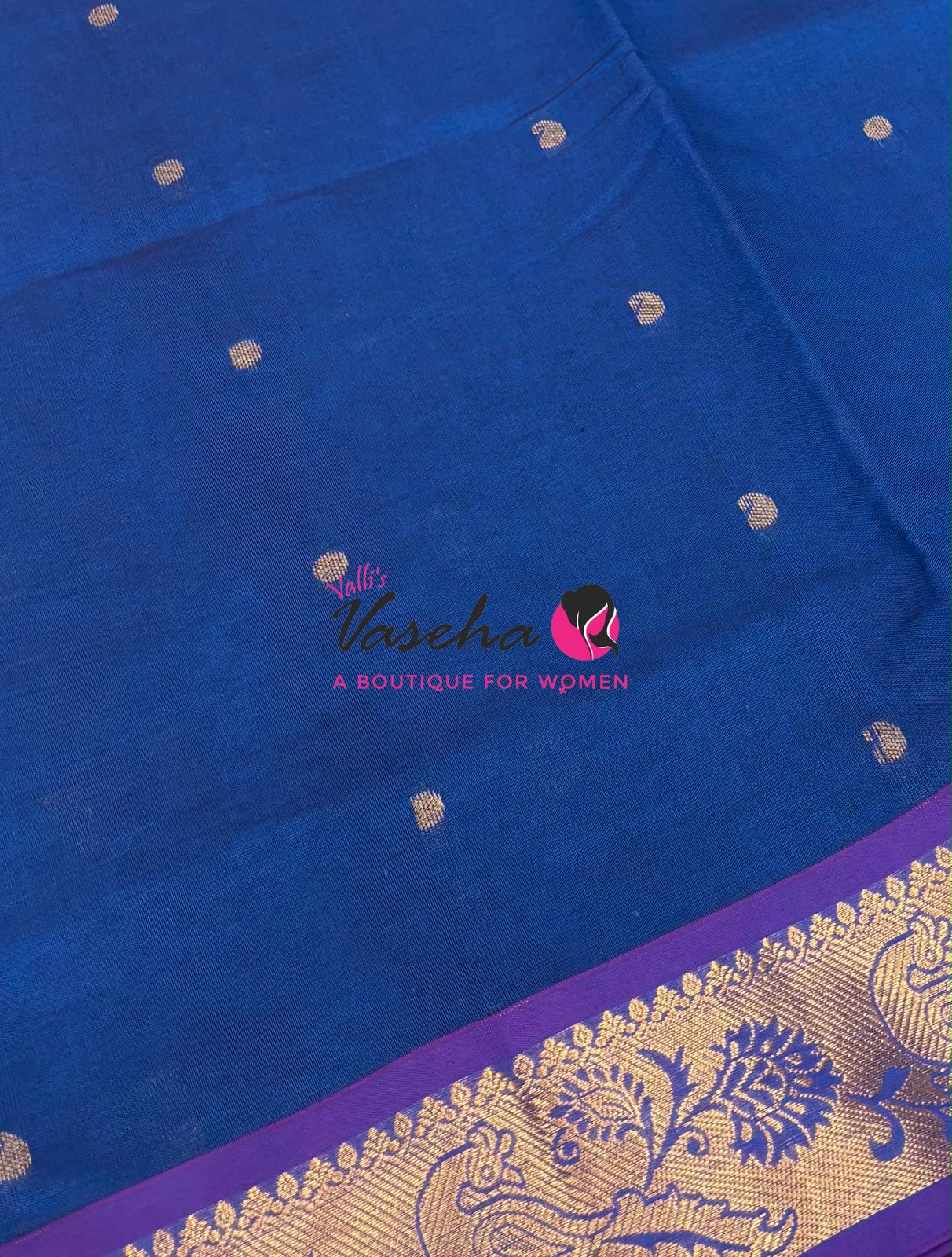 Semi Silk Cotton Saree - Small Round with Zari Butta  - VVSSC014