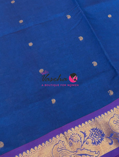 Semi Silk Cotton Saree - Small Round with Zari Butta  - VVSSC014