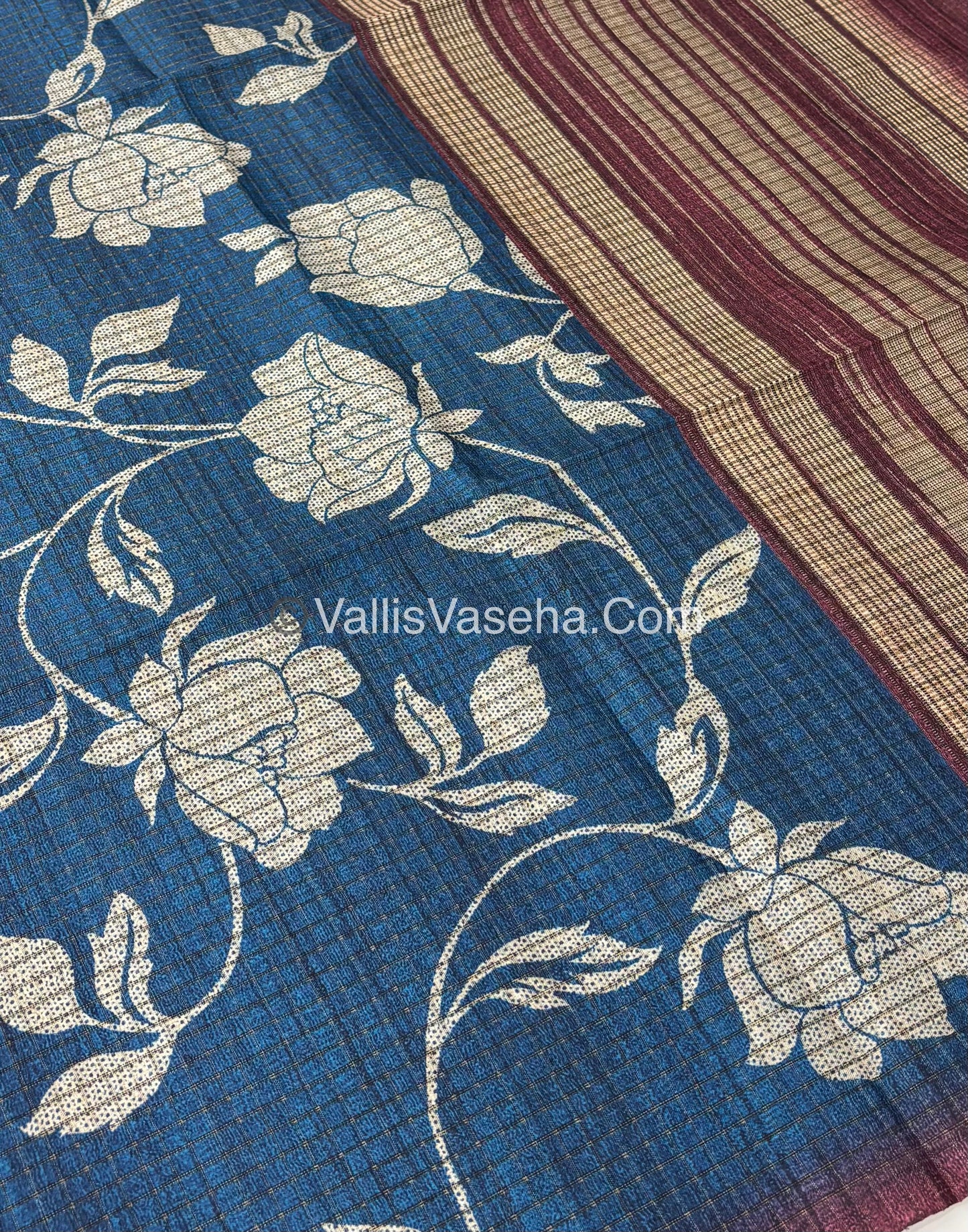 Art Tussar / Art Silk - Blue & Maroon Shade - VVATS004