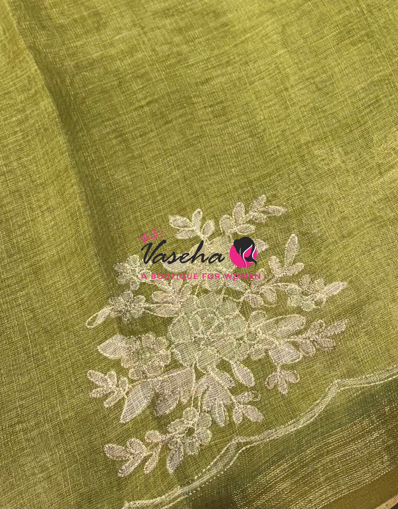 Linen Tissue Saree - Green Shade - VVLTS004