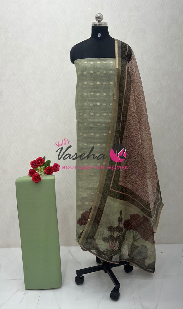 Unstitched Kota Material | Pastel Green Shade | VVUSM061
